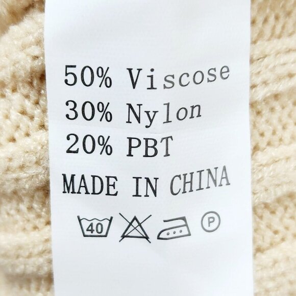 Anrabess Womens Ribbed Knit Turtleneck Sweater Dress Size XL Beige - Picture 4 of 12